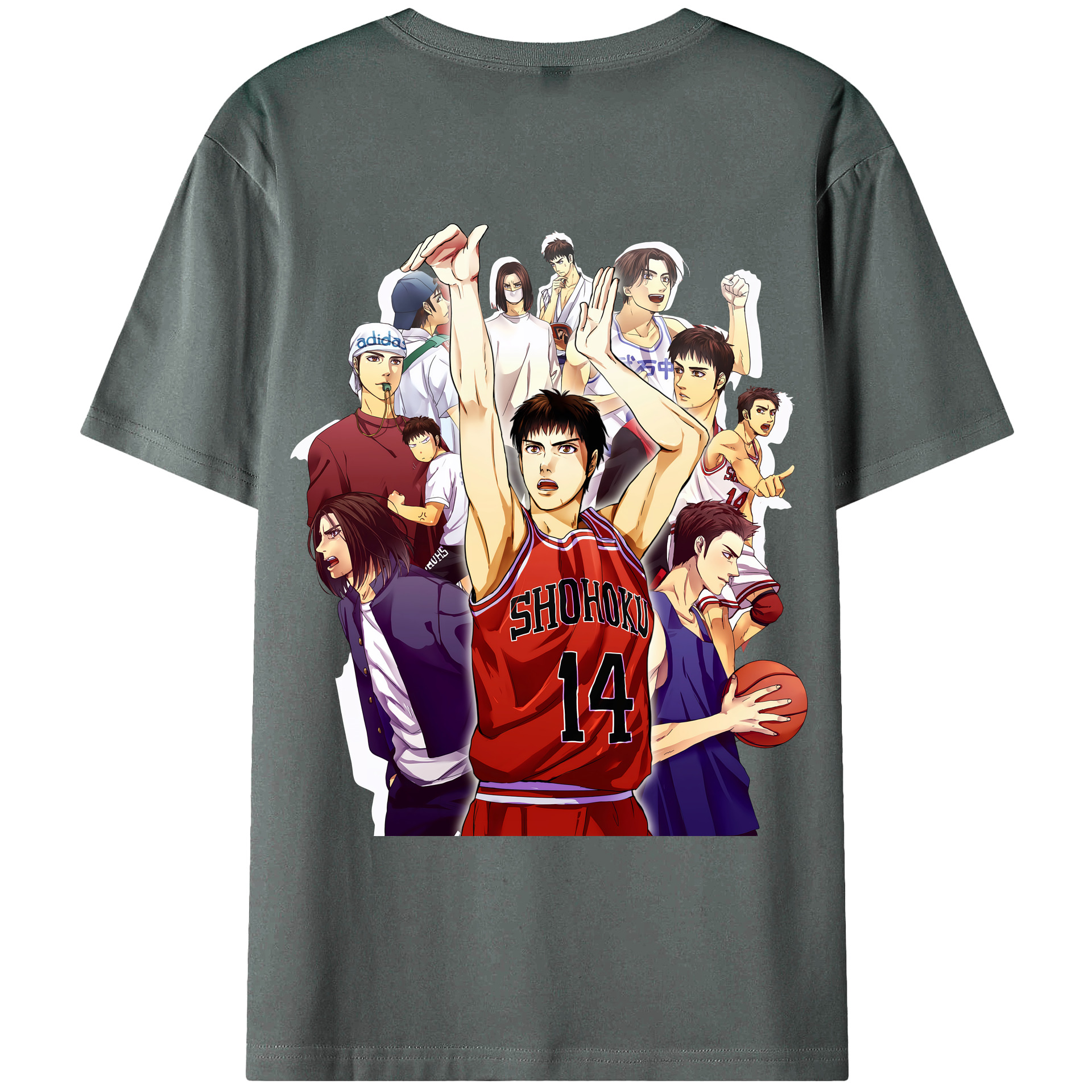 （画像用） SLAM DUNK／スラムダンク 綿100％ メンズ半袖Tシャツ（バックプリント） 通気性